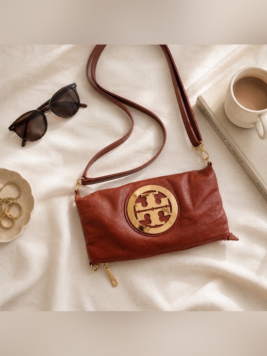 Tory Burch Handbags - Tory Burch Brown Leather Crossbody Flap Bag